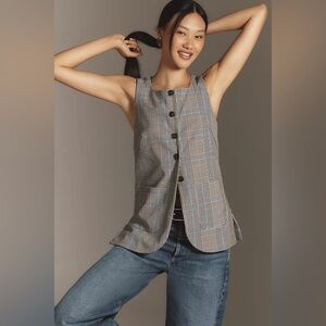 By Anthropologie Plaid Mod Vest size Medium SOLD OUT style!